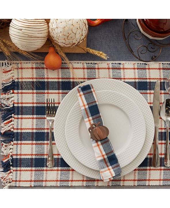 Design Imports Autumn Farmhouse Plaid Placemat and Napkin, Set of 7