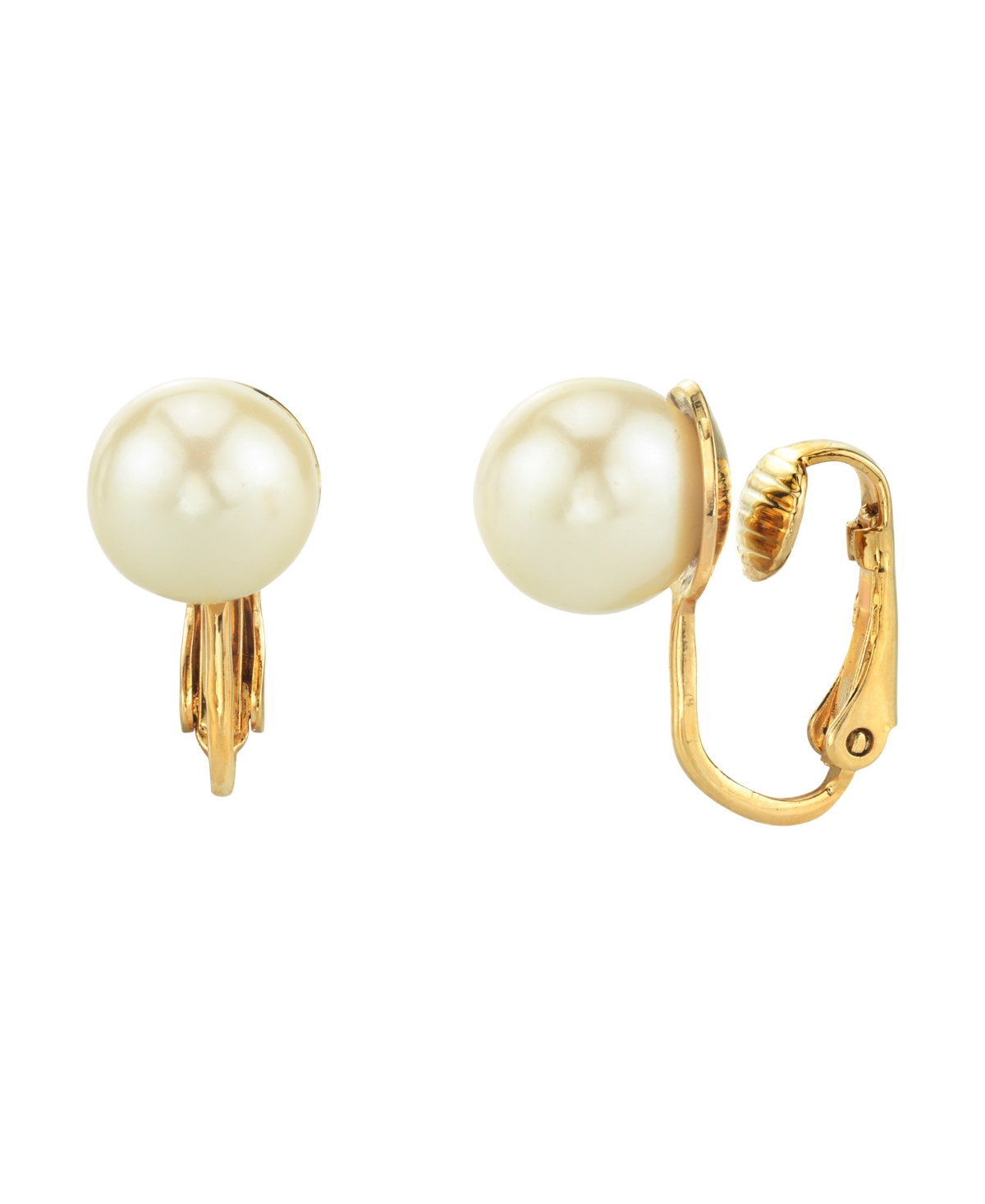 2028 14k Gold-dipped Imitation Pearl Clip Earrings In Yellow