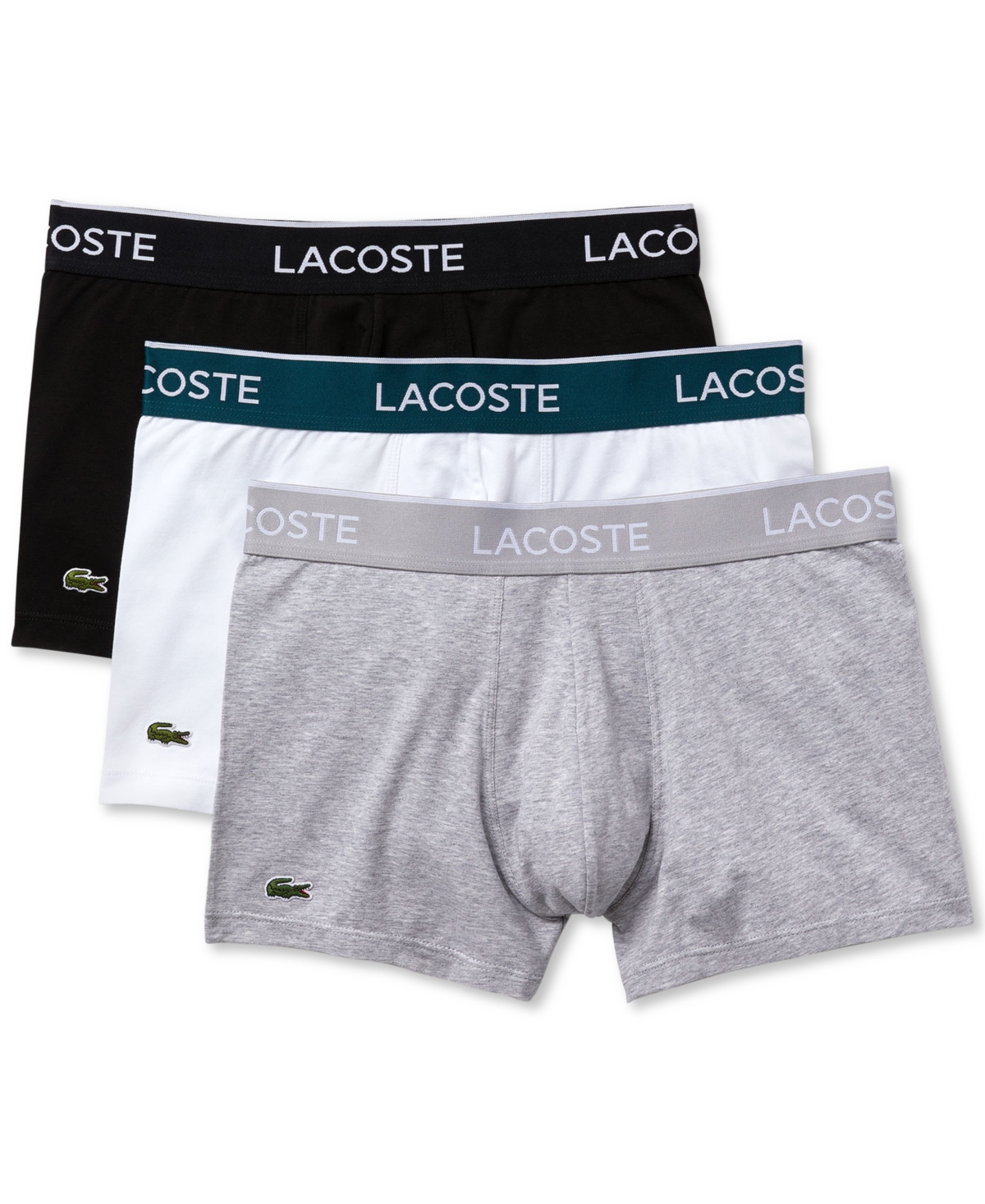 Lacoste Men's Trunk, Pack Of 3 In Black/white/silver-tone Chine | ModeSens