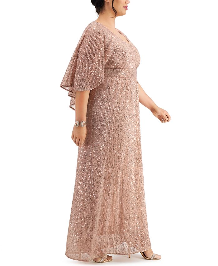 nightway plus size sequin flowy gown