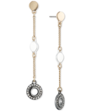 image of Dkny Tri-Tone Crystal Drop Earrings