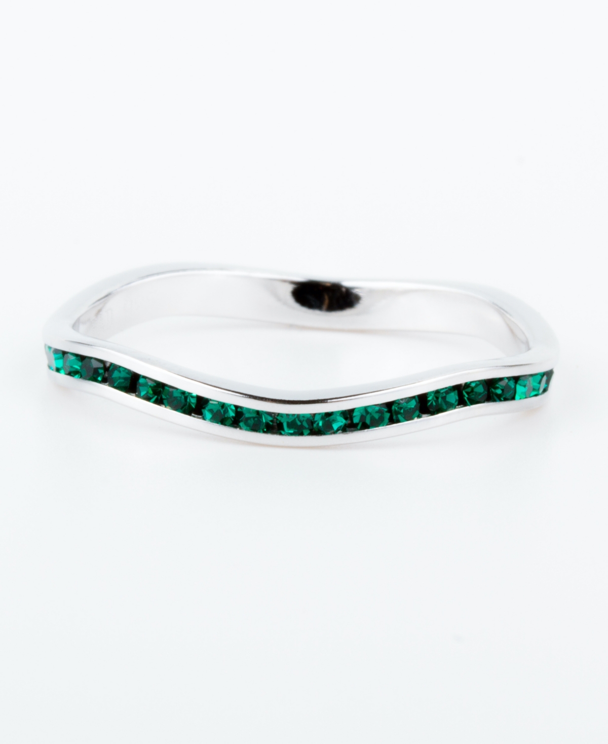 Macy's Crystal Birthstone Stackable Ring In Sterling Silver In May,green
