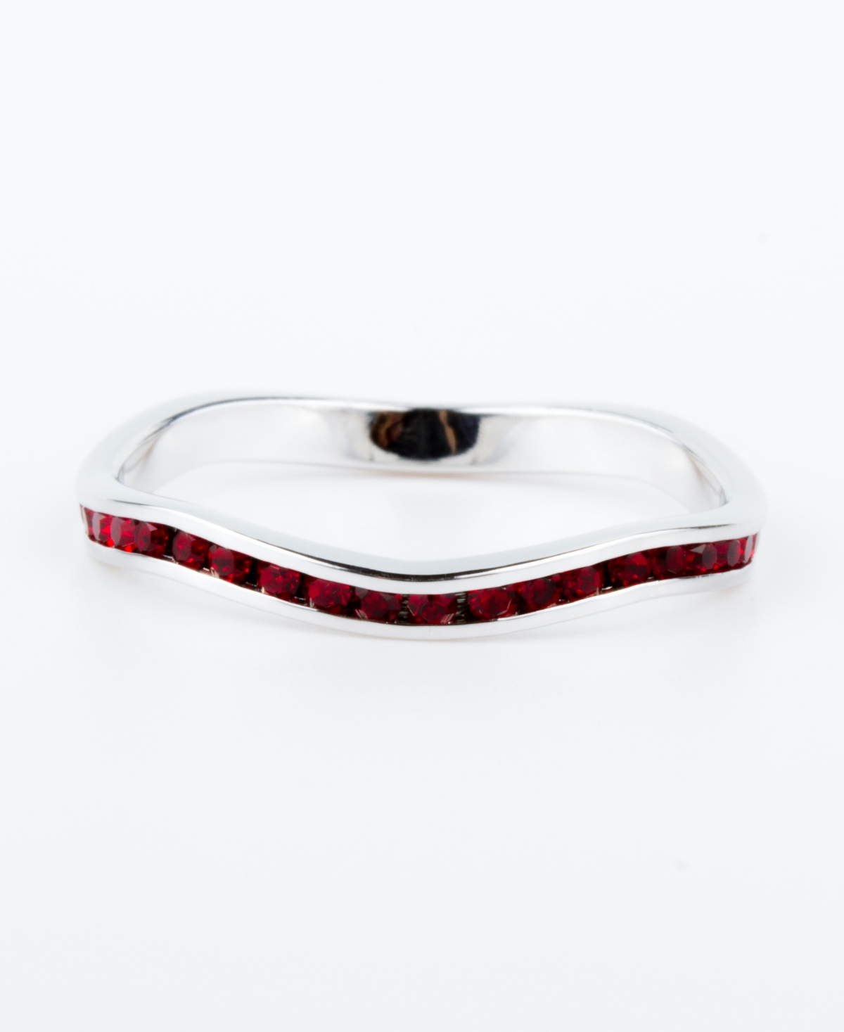 Macy's Crystal Birthstone Stackable Ring In Sterling Silver In January,red