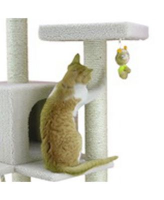 Ivory 57-inch High Real Wood Cat Tree with Fleece Covered Climber and Condo B5701