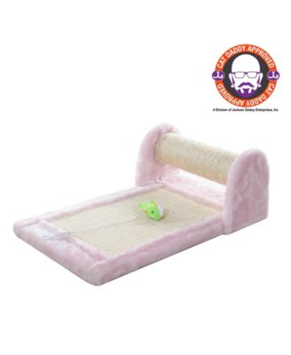 Rolling Real Wood Cat Scratcher Toy with Sisal Scratching Board for Training - Pink