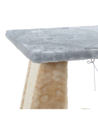 X2001 Two-Level Platform Real Wood Scratcher with Sisal Carpet Board for Small Cats