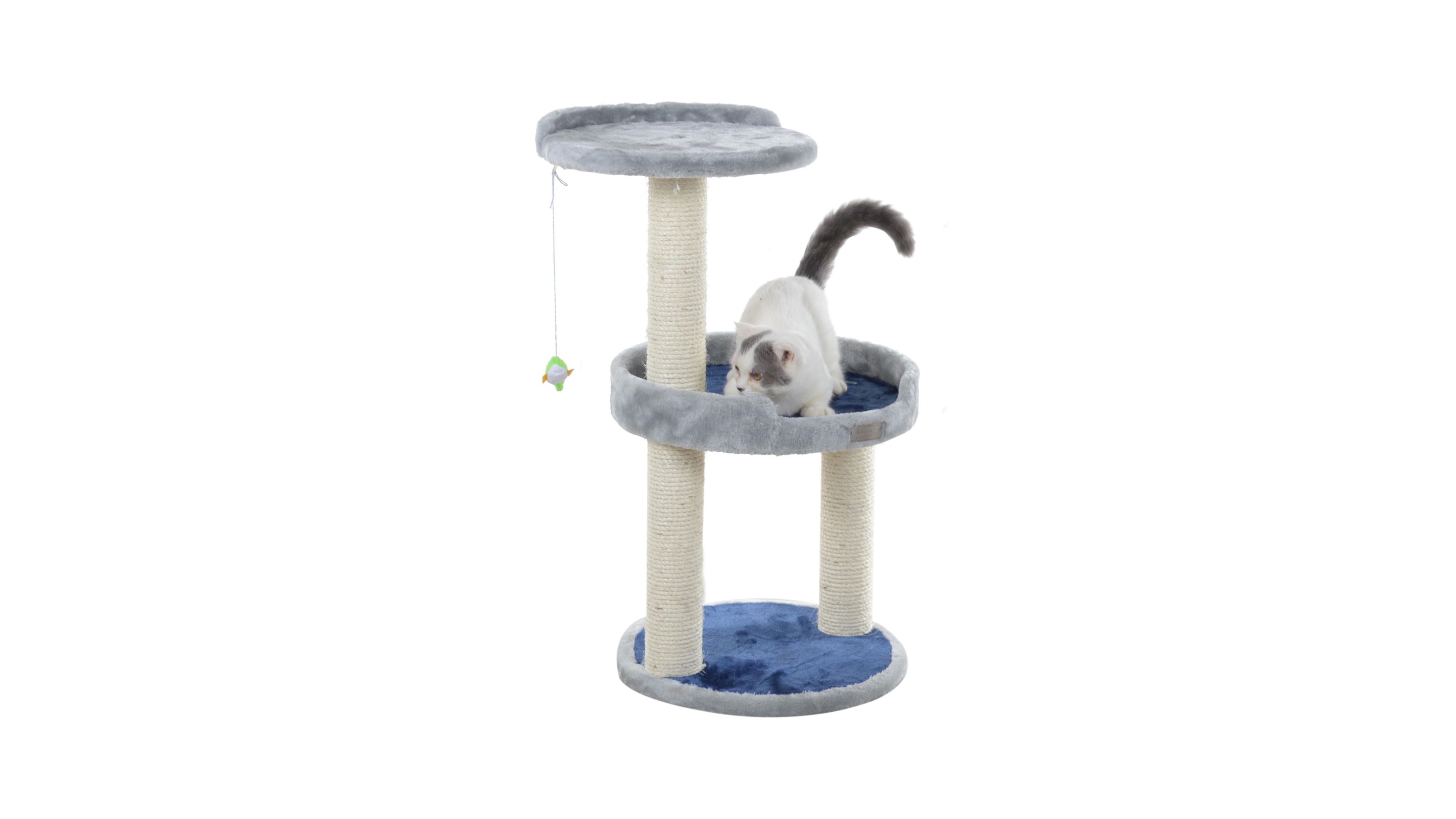 Armarkat Three-Level Real Wood Compact Scratcher, X2905, Gray W Plush Perch