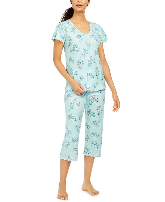 Miss Elaine Floral-Print Capri Pants Pajama Set - Macy's