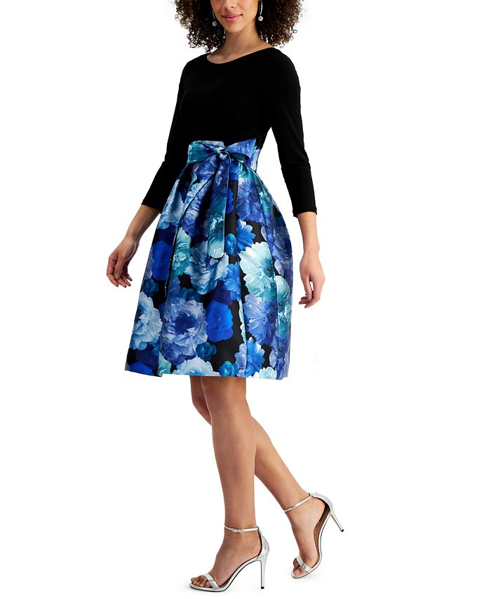 Jessica Howard Floral-Skirt Fit & Flare Dress - Macy's