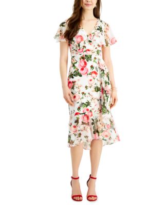 Adrianna Papell Rose Magnolia Flutter Dress - Macy's