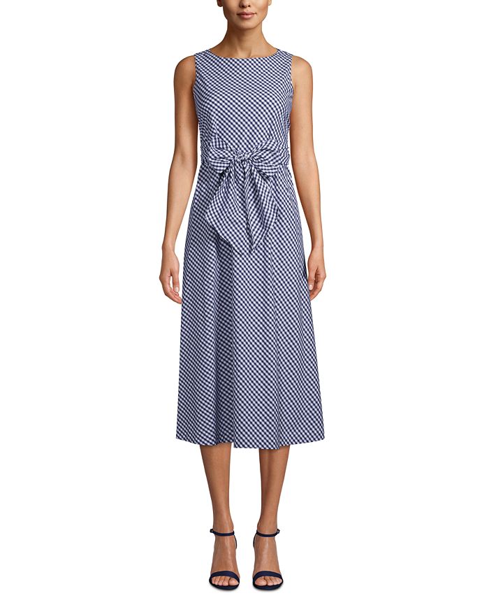 Anne Klein Cotton Gingham Dress - Macy's