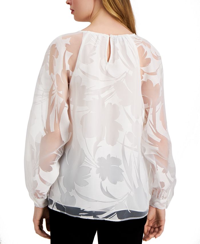 Alfani Floral Burnout Raglan-Sleeve Top, Created for Macy's & Reviews ...