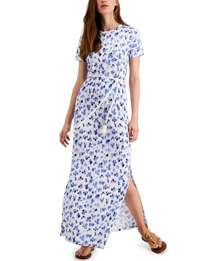 Michael Kors Printed Tie-Waist Maxi Dress, Regular & Petite Sizes - Macy's