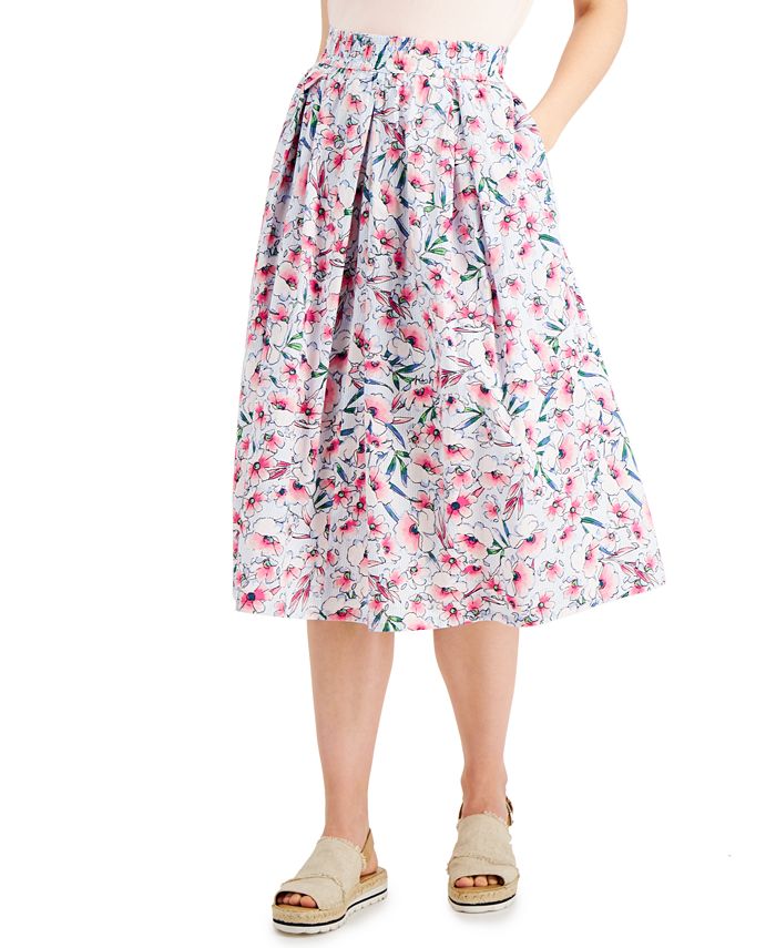 Tommy Hilfiger Floral-Print Cotton Midi Skirt & Reviews - Skirts ...
