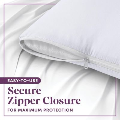 Circles Home 100% Cotton Breathable Pillow Protector with Zipper – White (8 Pack)
