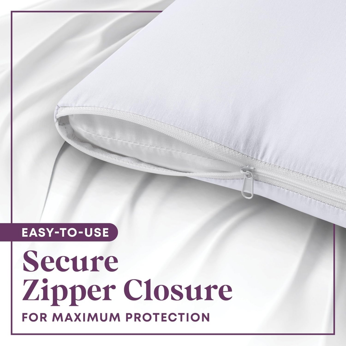 Circles Home 100% Cotton Breathable Pillow Protector with Zipper – White ( Pack