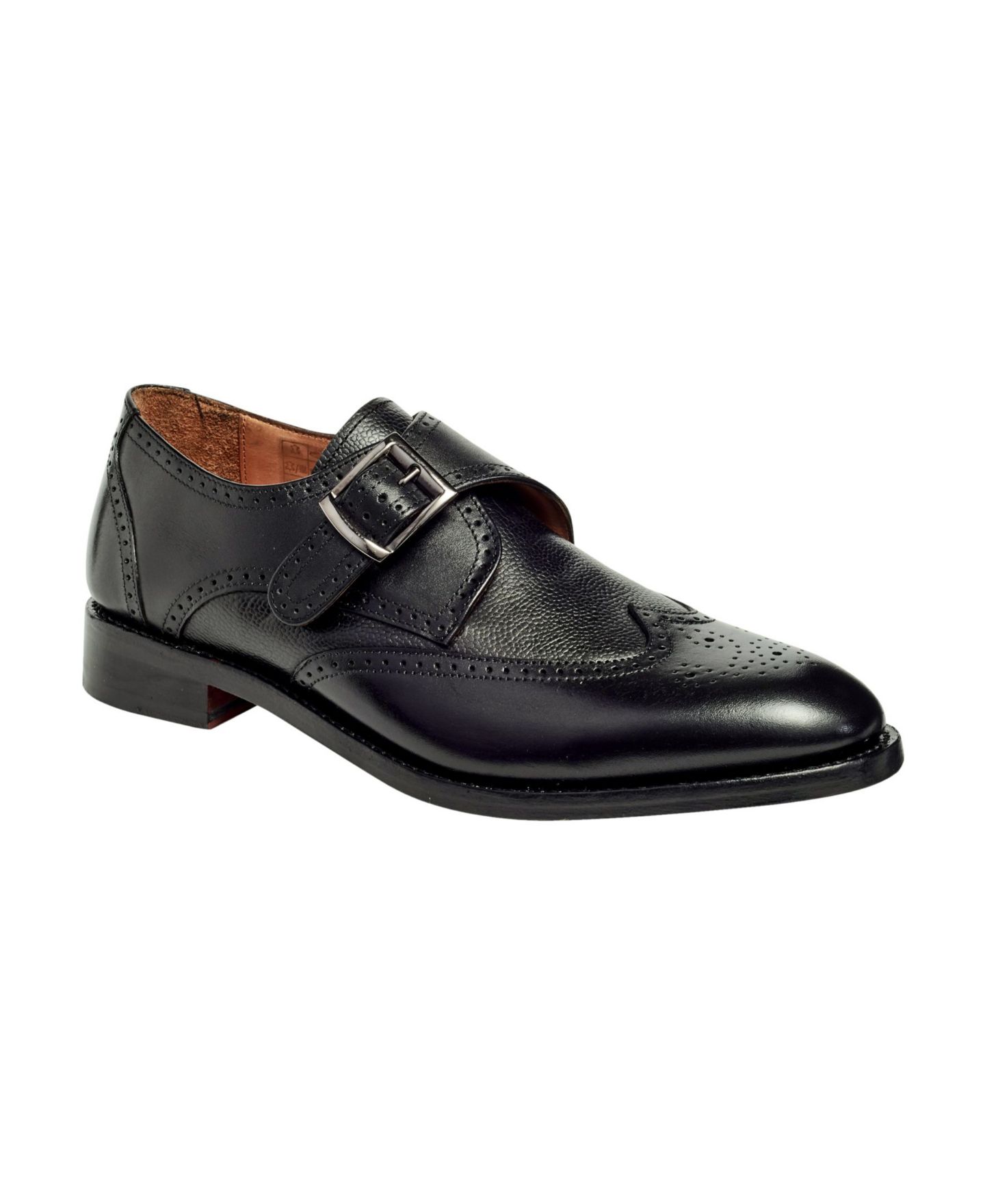 Мужские туфли Anthony Veer Roosevelt III Single Monkstrap Wingtip Goodyear Dress Shoes, цвет: Чёрный — фото 1