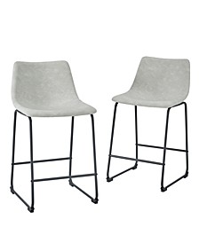 26" Faux Leather Counter Stool, Set of 2