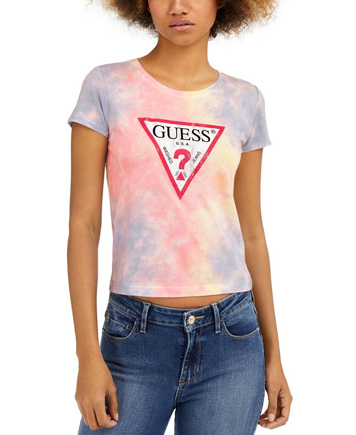 GUESS Eco Tie-Dye Logo T-Shirt & Reviews - Tops - Women - Macy's