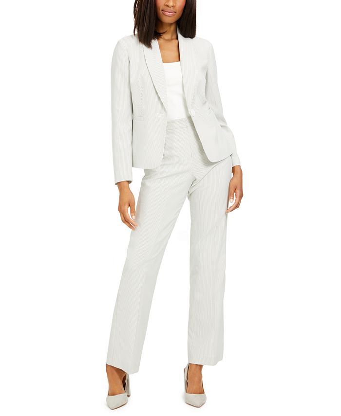 Le Suit Striped Pantsuit & Reviews - Wear to Work - Women - Macy's