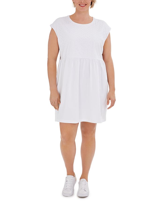 Tommy Hilfiger Plus Size Eyelet Overlay Dress Created For Macy S Reviews Dresses Plus Sizes Macy S
