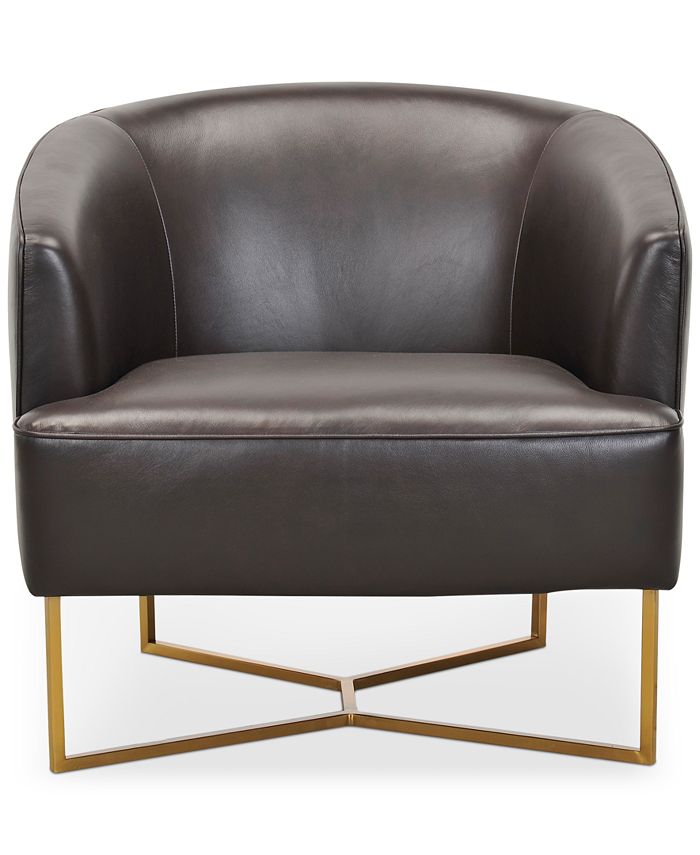Furniture CLOSEOUT! Trentley Leather Accent Scoop Chair Macy's