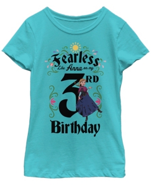 Big Girls Frozen Anna Birthday 3 Short Sleeve T-shirt