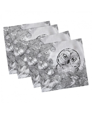 Ambesonne Owl Print Set of 4 Napkins 12