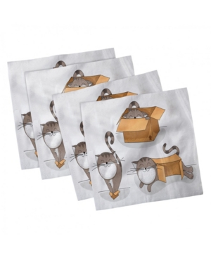 Ambesonne Cat Set of 4 Napkins 12