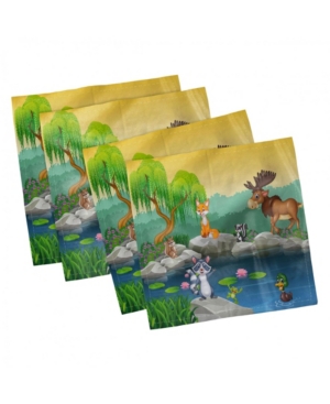 Ambesonne Cartoon Set of 4 Napkins 12