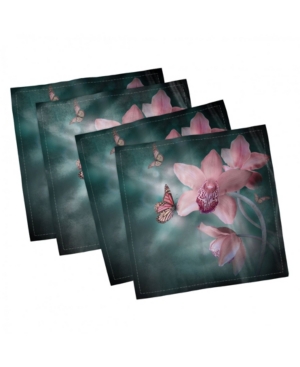 Ambesonne Floral Set of 4 Napkins 12