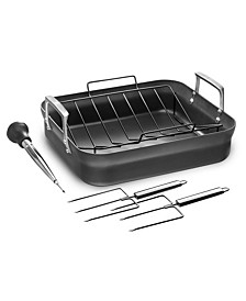 Zwilling Motion Aluminum Hard Anodized Nonstick 16" x 14" Roaster Pan with Rack & Tools