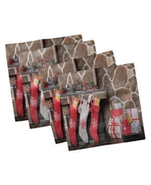 Ambesonne Fireplace Set of 4 Napkins 12
