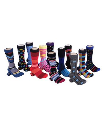 Marino Men's Dress Socks - Colorful Funky Socks for Men - Cotton Fashion  Patterned Socks - 12 Pack
