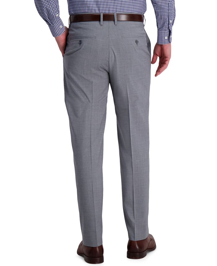 Haggar - Men's Classic-Fit 4-Way Stretch Textured Plaid Performance Dress Pants