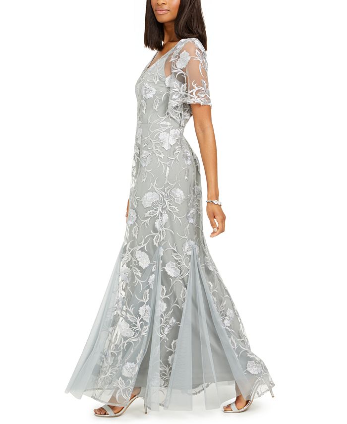 Alex Evenings Women's Embroidered Empire Gown With Jacket Purple Size 16 main image 0