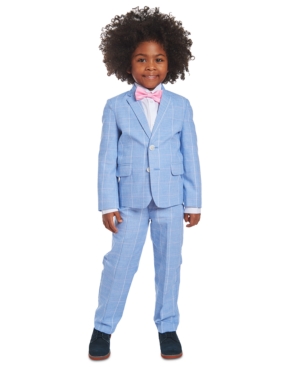 Nautica Little Boys 4-Pc Blue Windowpane Suit Set