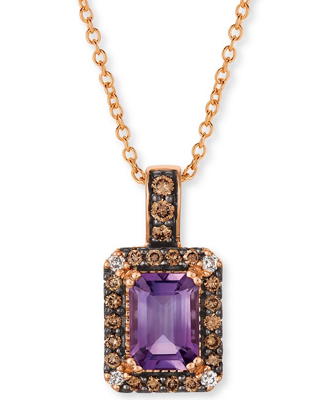Le Vian Grape Amethyst (3/4 ct. t.w.) & Diamond (1/5 ct. t.w.) 18" Pendant Necklace in 14k Rose