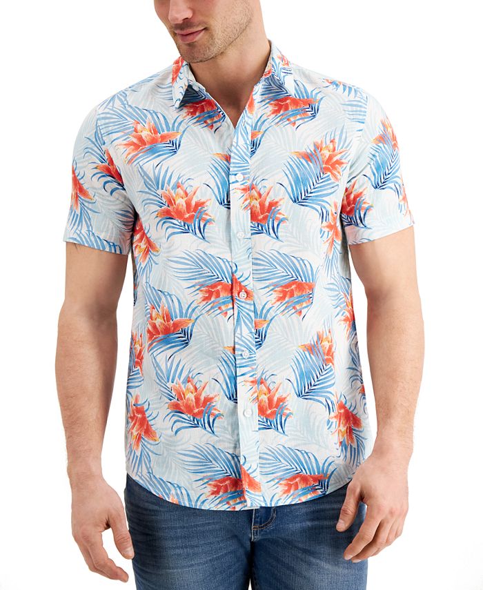 Sun + Stone Men's Diffused Tropical Shirt, Created for Macy's - Macy's