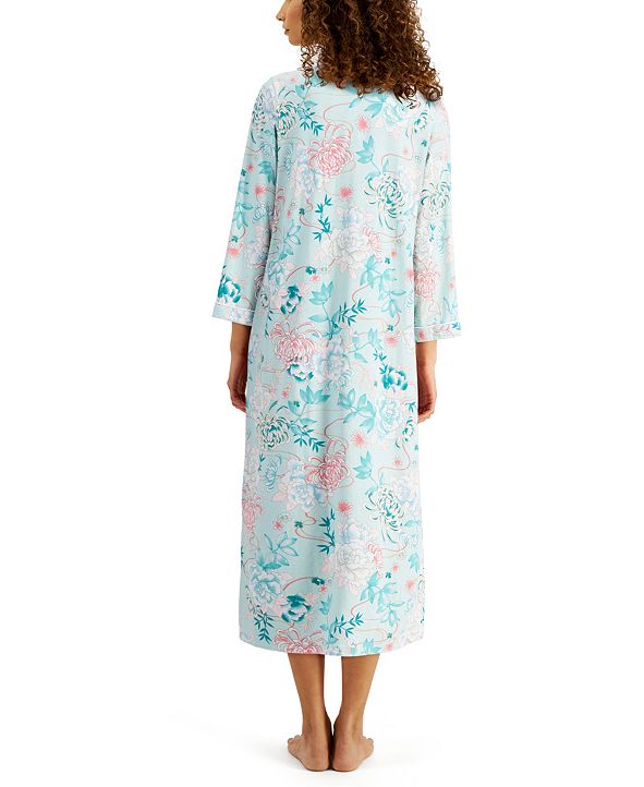Miss Elaine Floral-Print Long Zip Front Robe & Reviews - Macy's