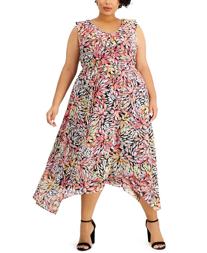 R & M Richards Plus Size Ruffled Printed Dress & Reviews - Dresses ...