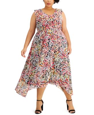 R & M Richards Plus Size Ruffled Printed Dress - Macy's