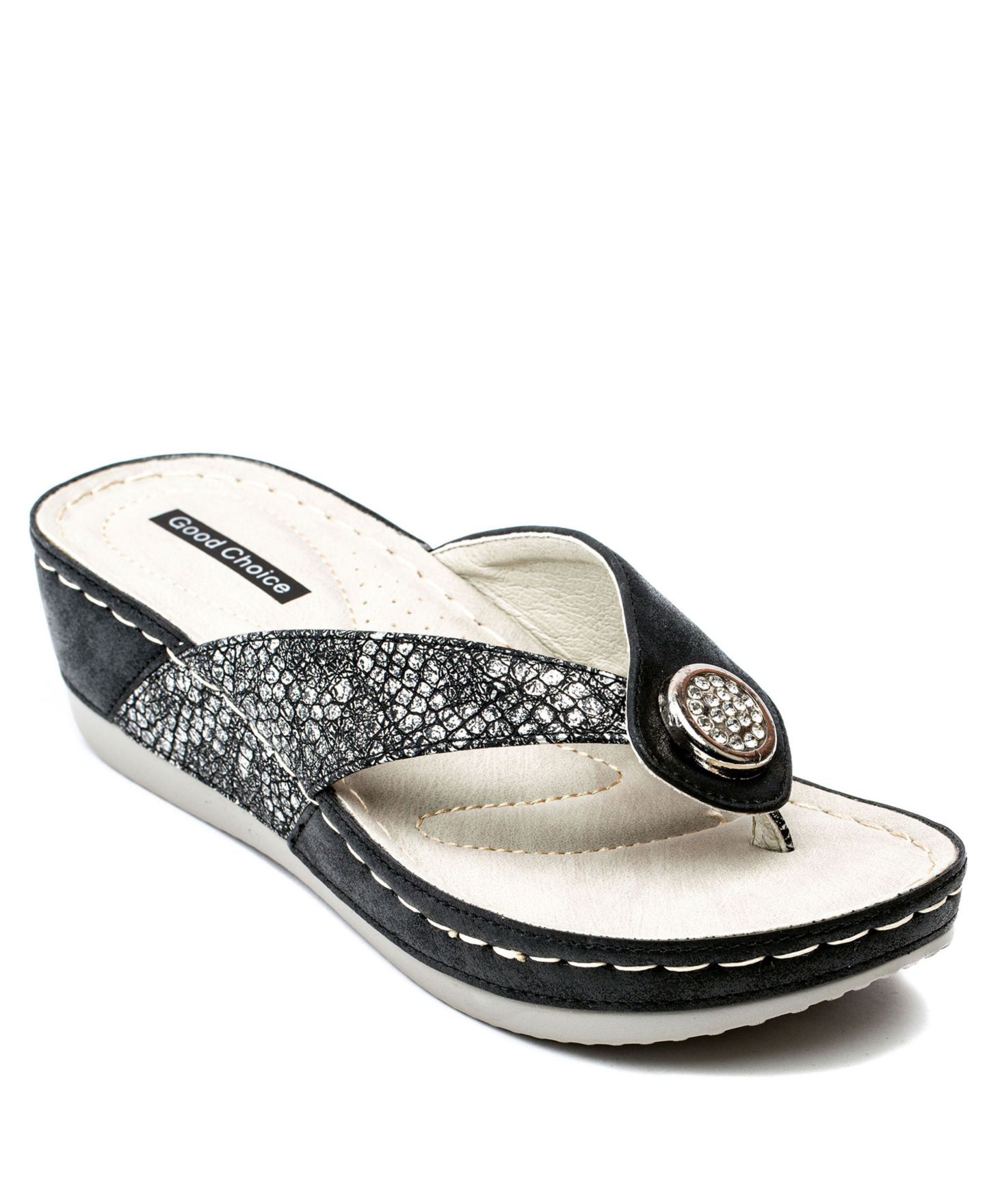 Женские сандалии GC Shoes Dafni Thong Comfort Wedge, цвет: Чёрный — фото 1