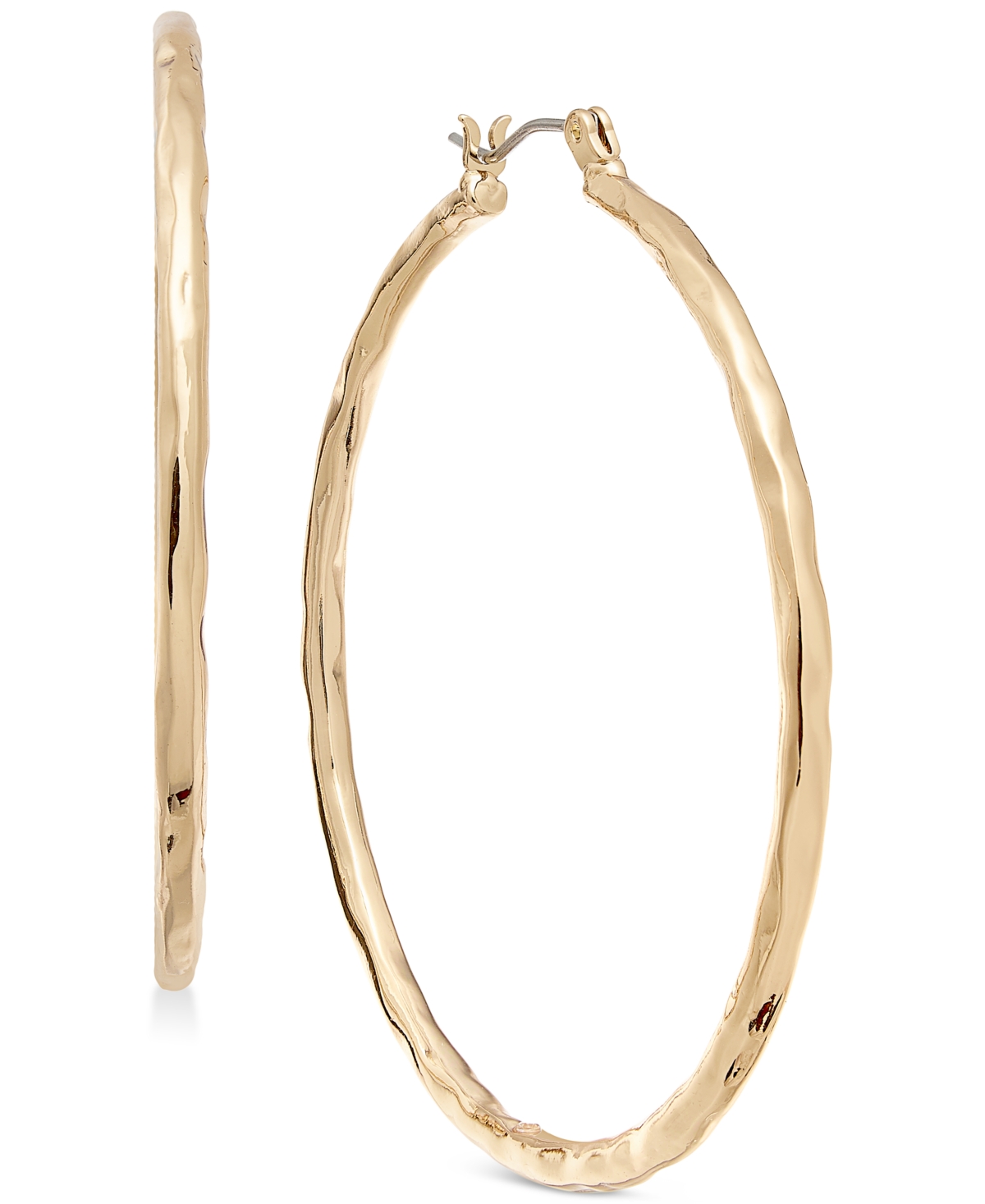 Gold-Tone Medium Hammered Hoop Earrings, 2", Exclusively at Macy's - Silver