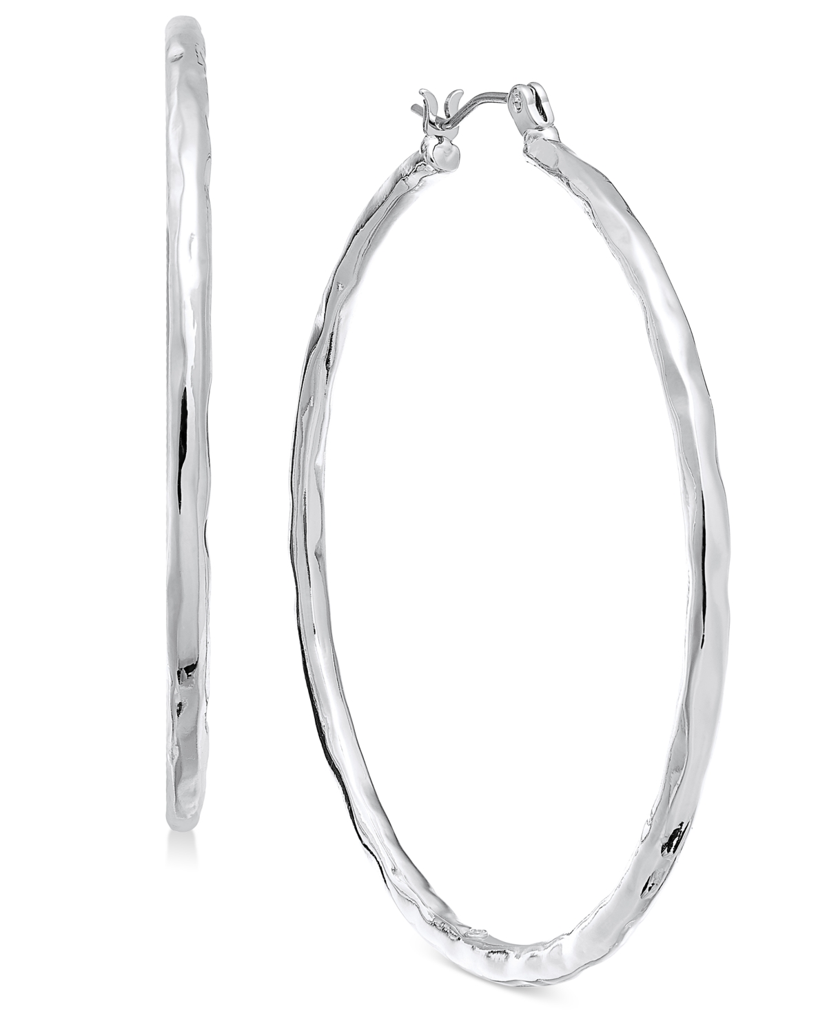 Medium Hammered Hoop Earrings, 2", Created for Macy's - Silver