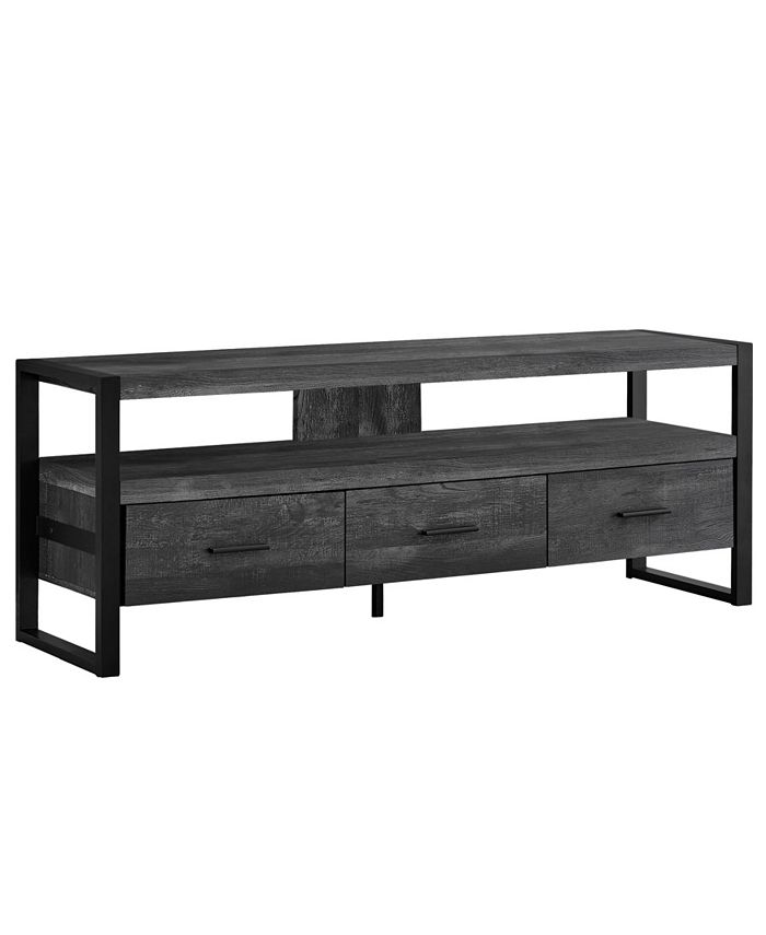 Monarch Specialties TV Stand 60" L Reclaimed 3 Drawers Macy