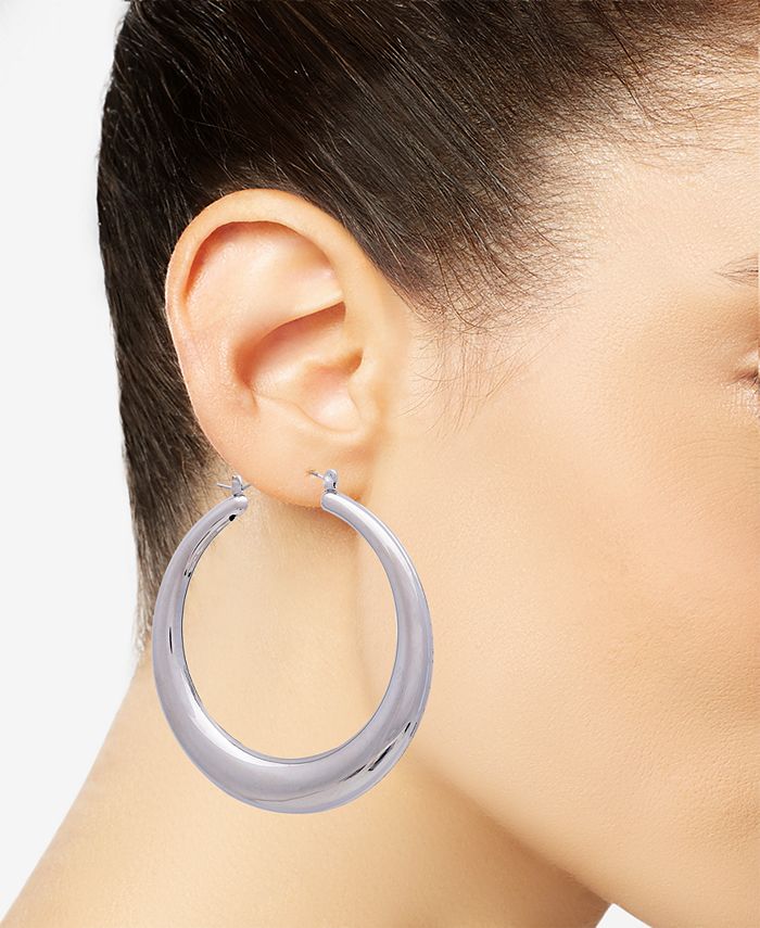 GUESS - Silver-Tone Large Graduated Tubular Hoop Earrings, 2.5"