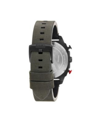 Men's Hawker Hunter Chronograph Retrograde Edition Black Genuine Leather Strap Watch 45mm