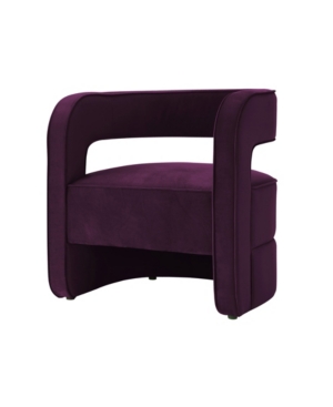 Nicole Miller Neil Velvet Barrel Accent Chair With Open Back In Purple