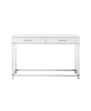 Inspired Home Casandra 2-drawer High Gloss Console Table With Acrylic Legs And Metal Base In White